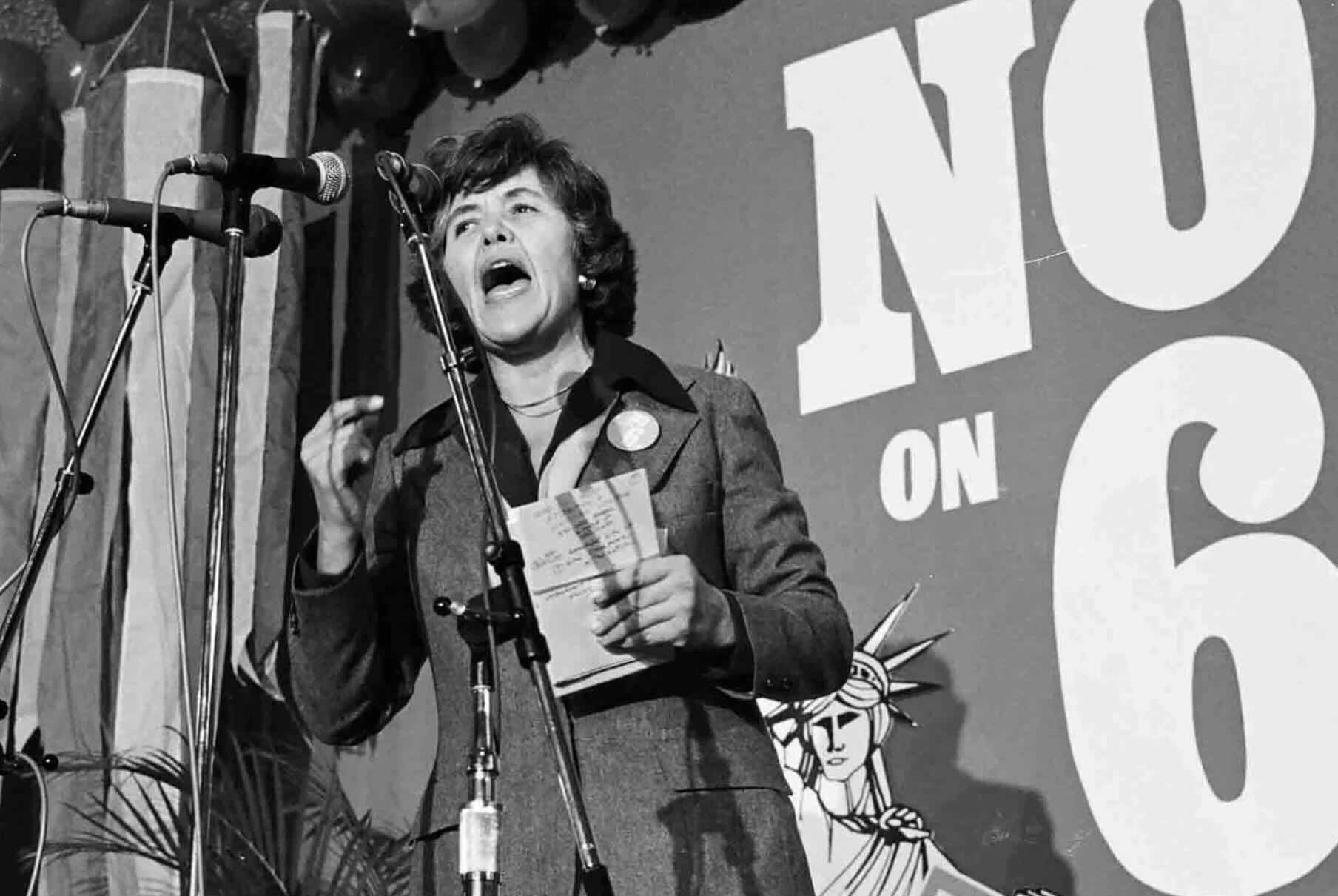 Sally Advocate against Proposition 6, Photo by Steve Savage